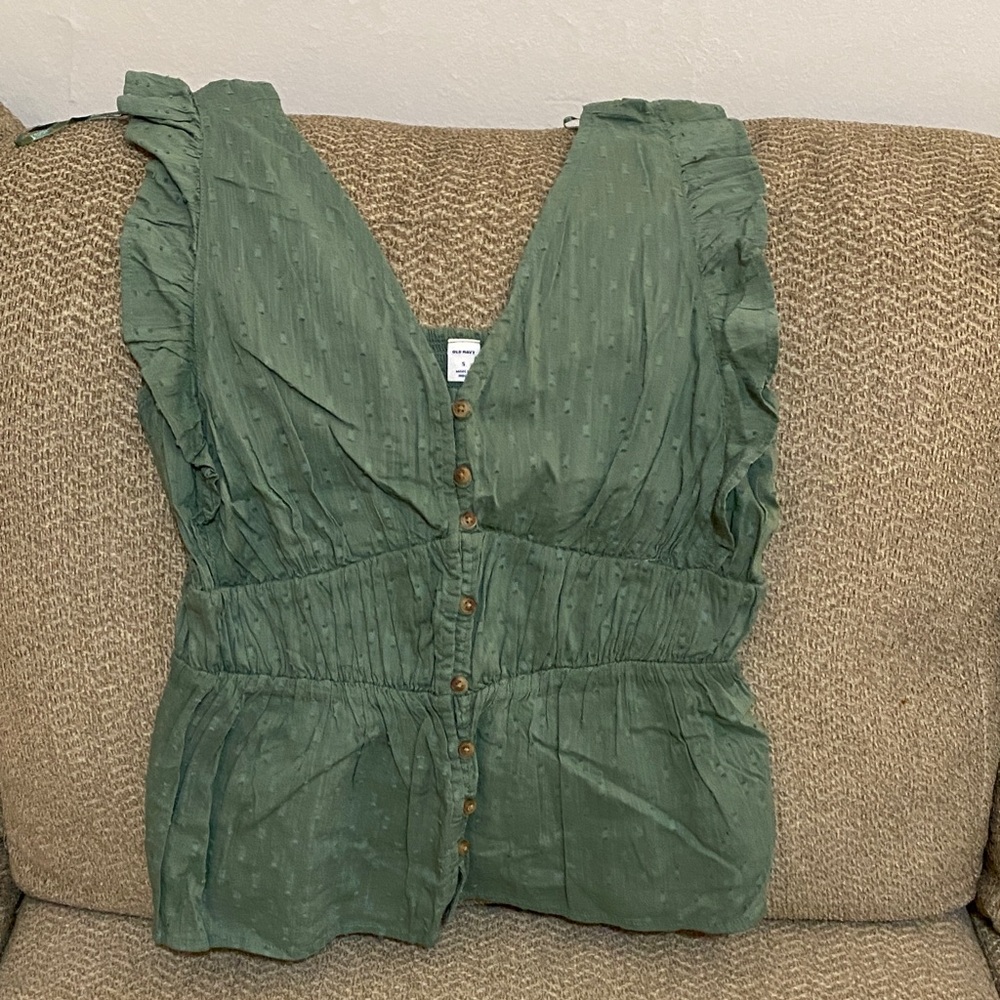 Old Navy Olive Button-Down Blouse
